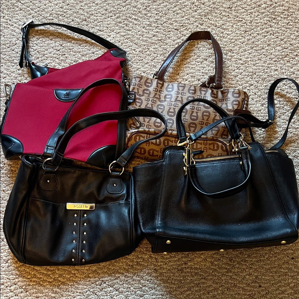 4 bags sold as a lot Rosetti Black and Red Shoulder Bags Collection